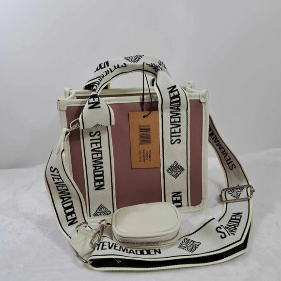 NWT STEVE MADDEN BWEBBER SATCHEL CROSSBODY BAG W AIR POD CASE PINK TIK‎ TOK - Picture 2 of 13